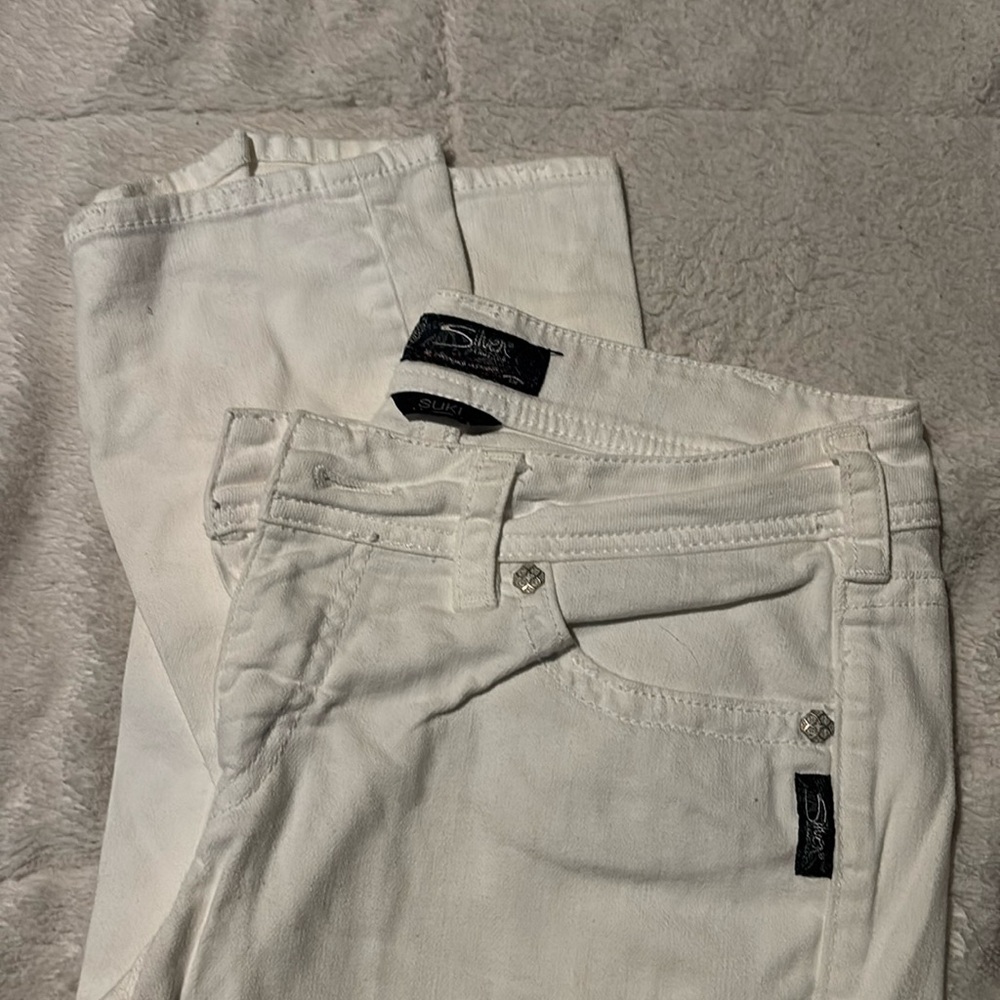 White Silver Capri Jean